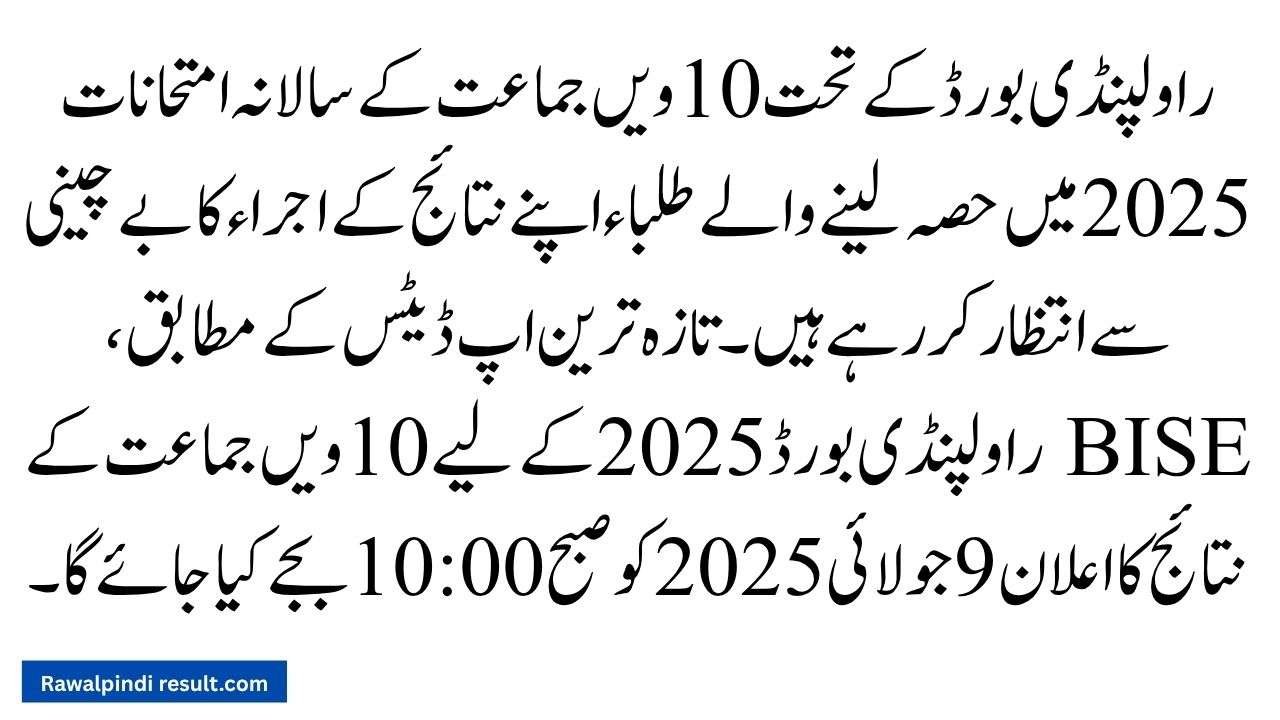 Rawalpindi Board 10th Class Result 2025
